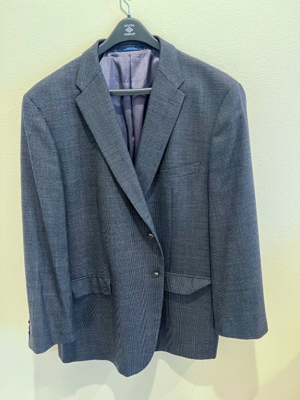 Joseph Abboud Nordstrom Sport Coat 52L 100% Wool Blue Gray Check Blazer